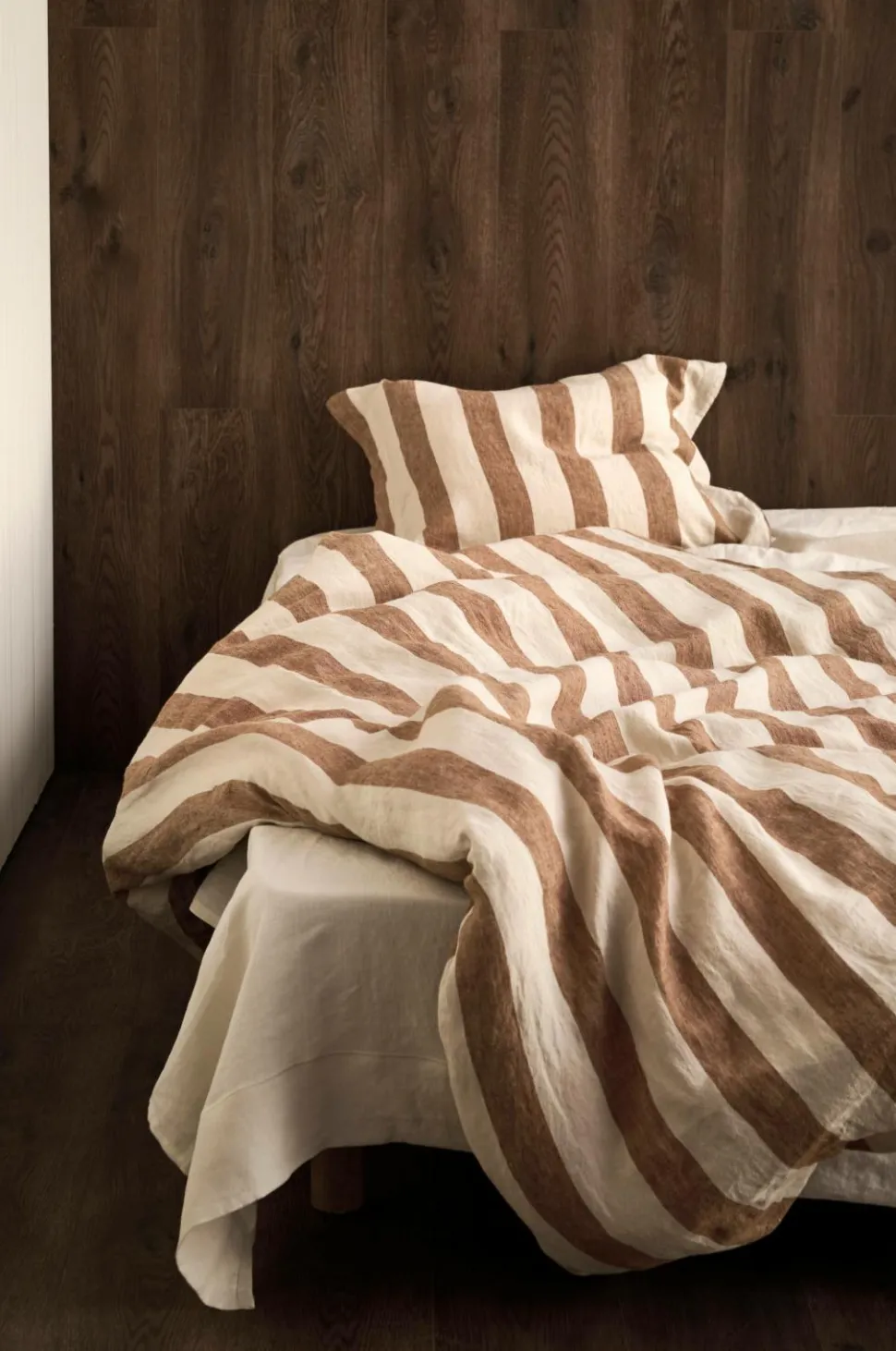Ellos Home Sengesæt Candice Block Stripe i vasket hør, 2 dele