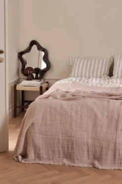 Ellos Home Sengetæppe Candice Grating i vasket linned