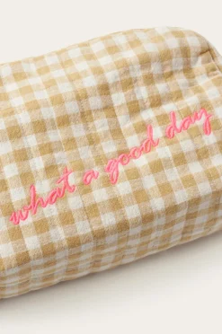 Ellos Home Toilettaske Elly Check i genanvendt halvlinned