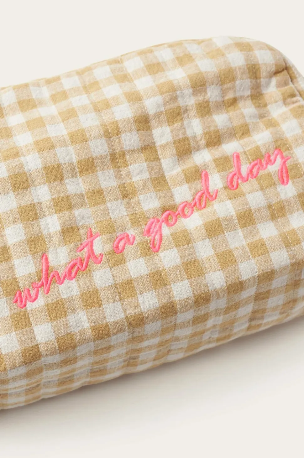 Ellos Home Toilettaske Elly Check i genanvendt halvlinned