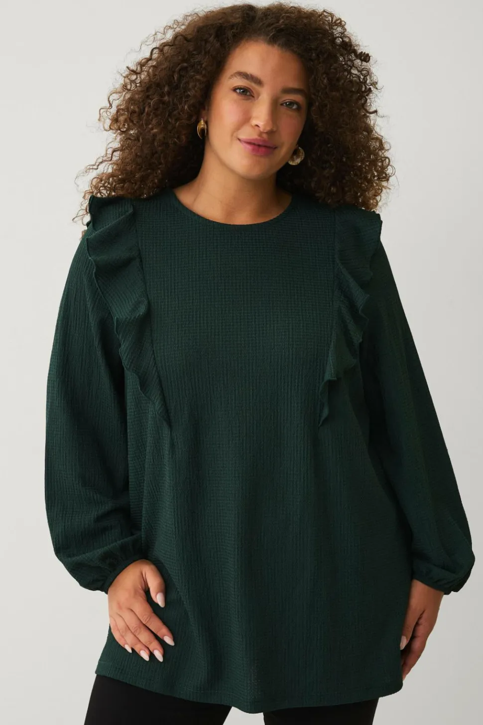 Ellos Plus collection Top med volanter og ballonærmer