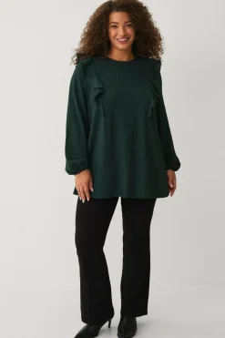 Ellos Plus collection Top med volanter og ballonærmer