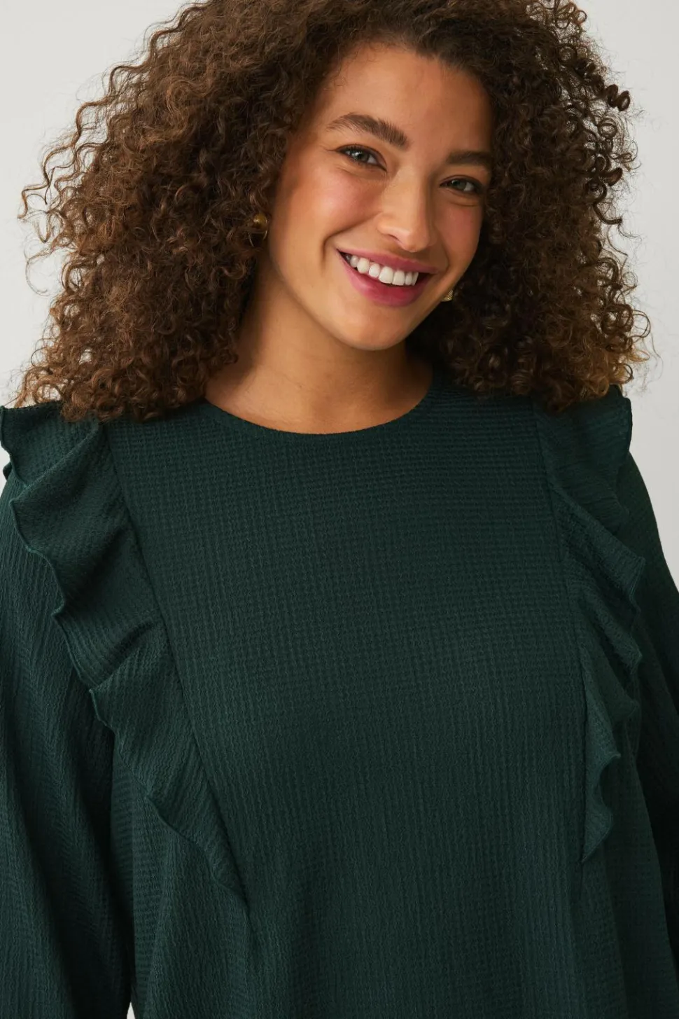 Ellos Plus collection Top med volanter og ballonærmer