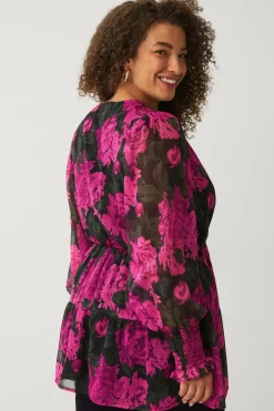 Ellos Plus collection Tunika i chiffon med ballonærme