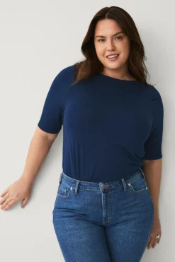 Ellos Plus collection Blød top med bådhals