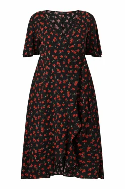 Ellos Plus collection Slå-om kjole med flæser