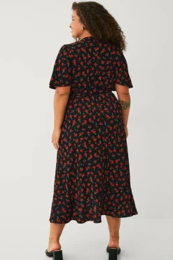 Ellos Plus collection Slå-om kjole med flæser