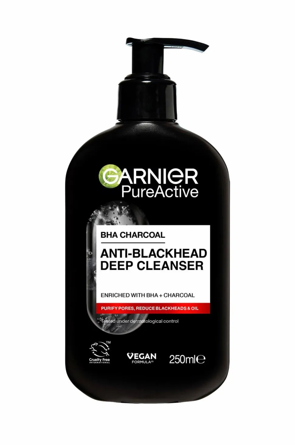 Garnier Pureactive Bha Charcoal Anti-Blackhead Deep Cleanser For Impure Skin 250 Ml