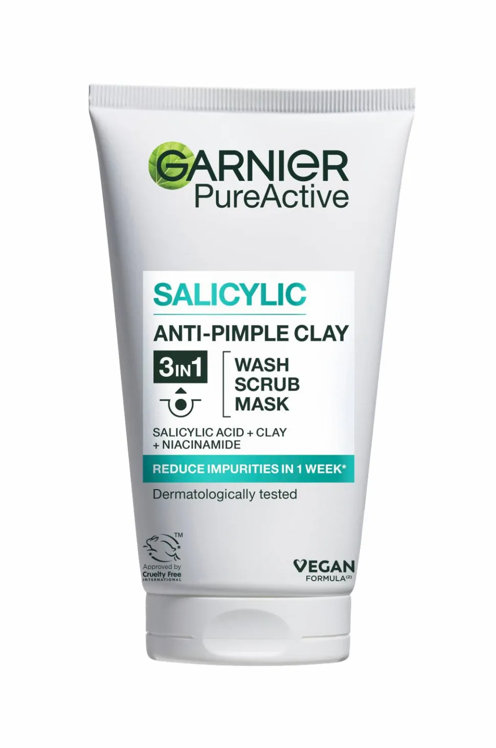 Garnier Pureactive Salicylic 3IN1 Anti-Pimple Clay Cleanser For Impure Skin 150 Ml
