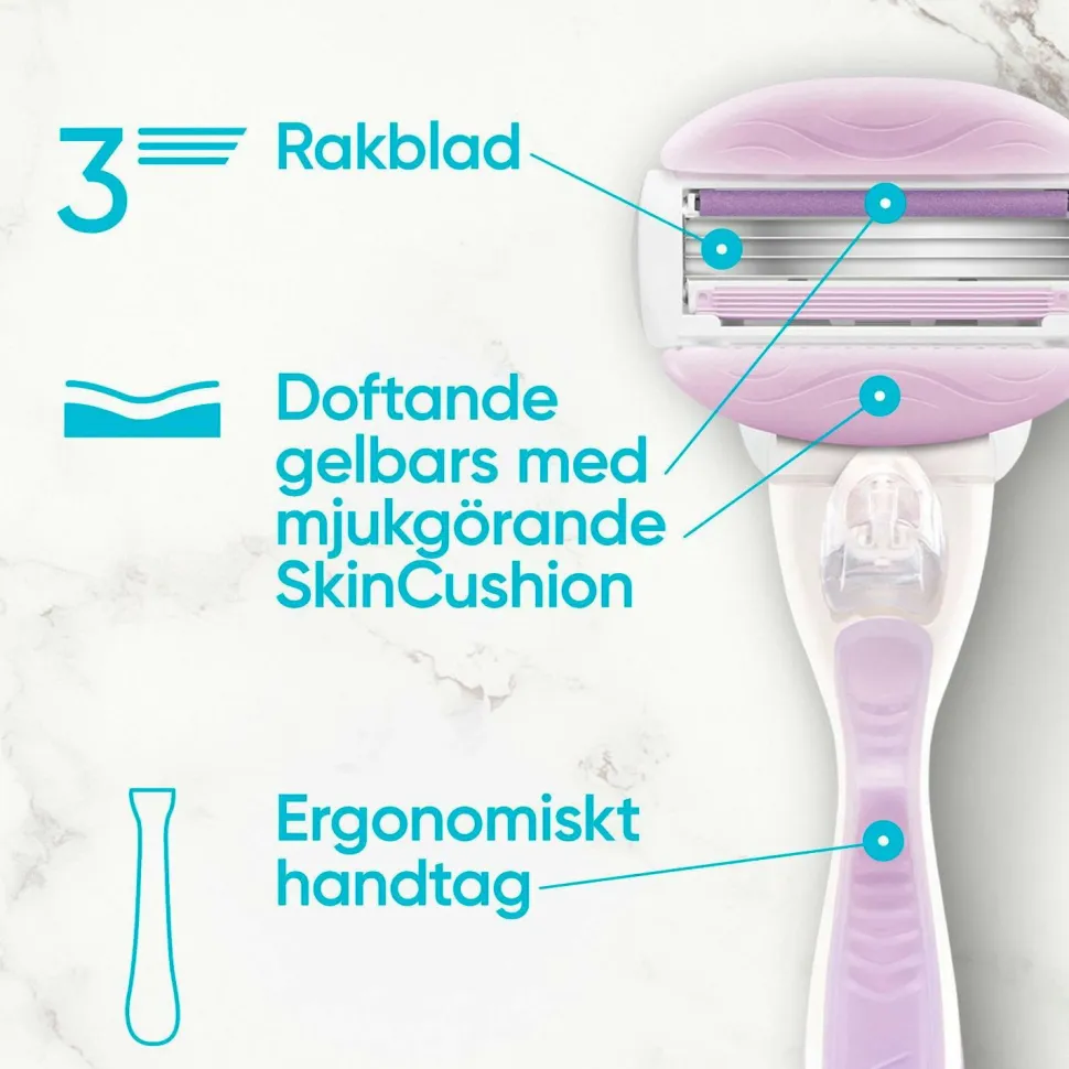 Gillette Udjævningsplan Comfortglide Breeze + 4 barberblade