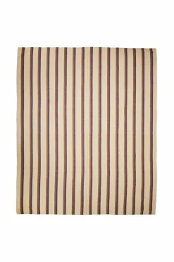HKliving Vida stribet sengetæppe kastanje/creme
