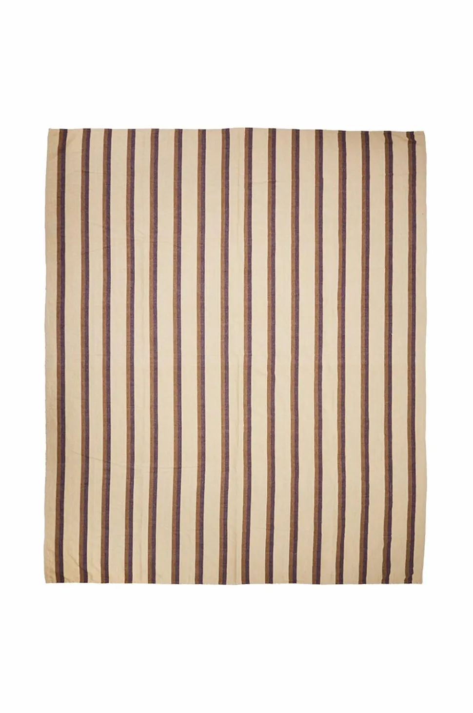 HKliving Vida stribet sengetæppe kastanje/creme