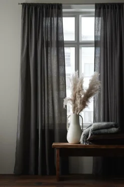 &Home Gardin med løbegang i halvpanama 2-pak