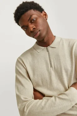 Jack & Jones Trøje jjeEmil Knit Polo Half Zip LS Noos