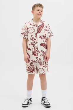 Jack & Jones Junior Skjorte jorLuke Crinkle Aop Shirt SS Jnr
