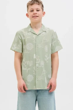 Jack & Jones Junior Skjorte jorLuke Crinkle Aop Shirt SS Jnr