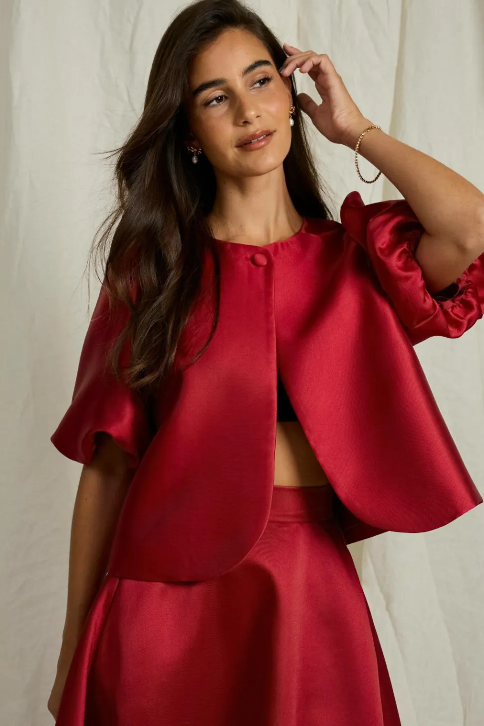 Joelle Bolero-bluse i satin