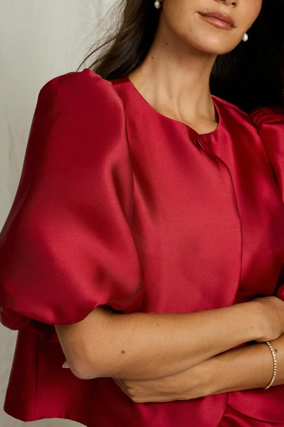 Joelle Bolero-bluse i satin