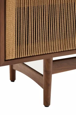 Kave Home Elan Tv skab 3 døre finer og massiv valnød og snor 200 x 50 cm Fsc 100% Fsc