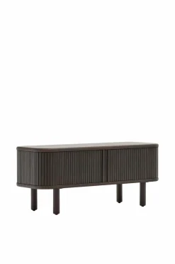 Kave Home Mailen tv-bord med 2 døre i askefinér med mørk finish 120 x 50 cm