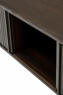 Kave Home Mailen tv-bord med 2 døre i askefinér med mørk finish 120 x 50 cm