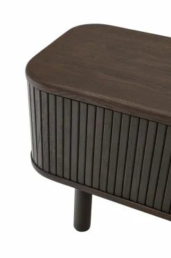 Kave Home Mailen tv-bord med 2 døre i askefinér med mørk finish 200 x 50 cm