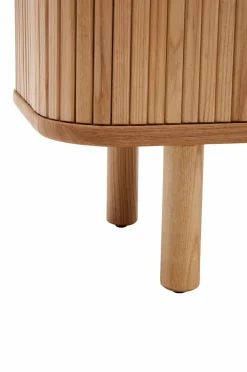 Kave Home Mailen tv-bord med 2 døre i askefinér med mørk finish 200 x 50 cm