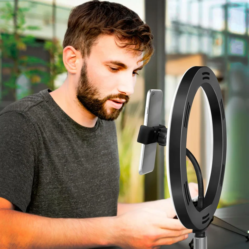 LogiLink Ring Light for Smartphone Ø 25 cm med bordstativ