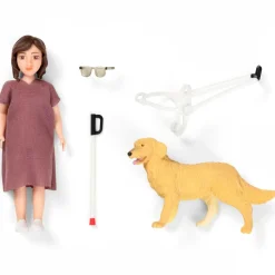 Lundby Dukke med blind stok og hund