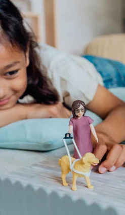 Lundby Dukke med blind stok og hund