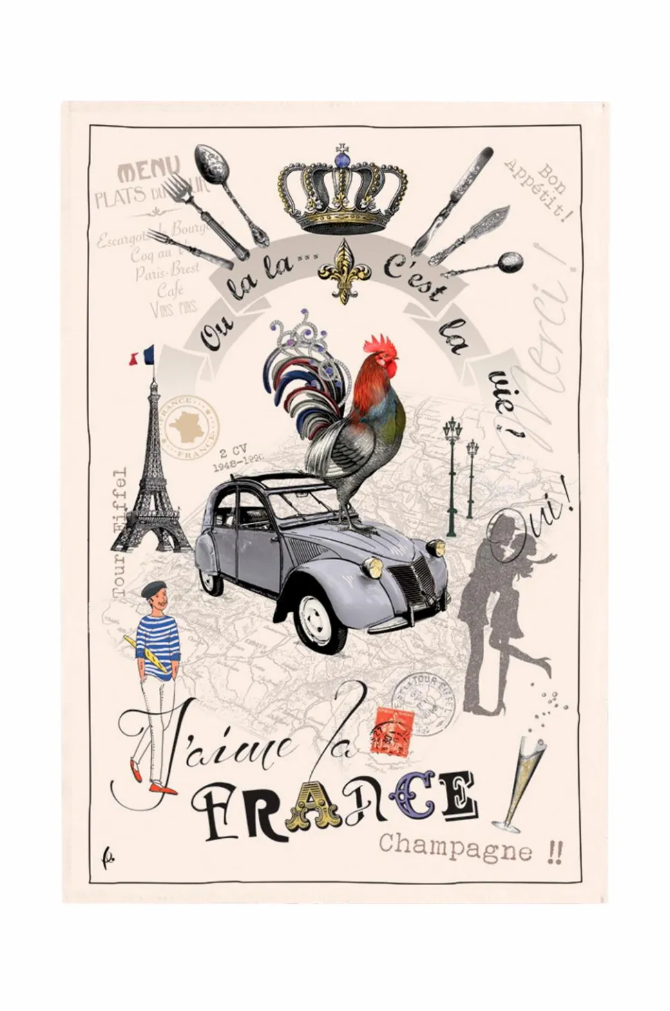 Maison Vivaraise Køkkenhåndklæde France Panorama 48 X 72