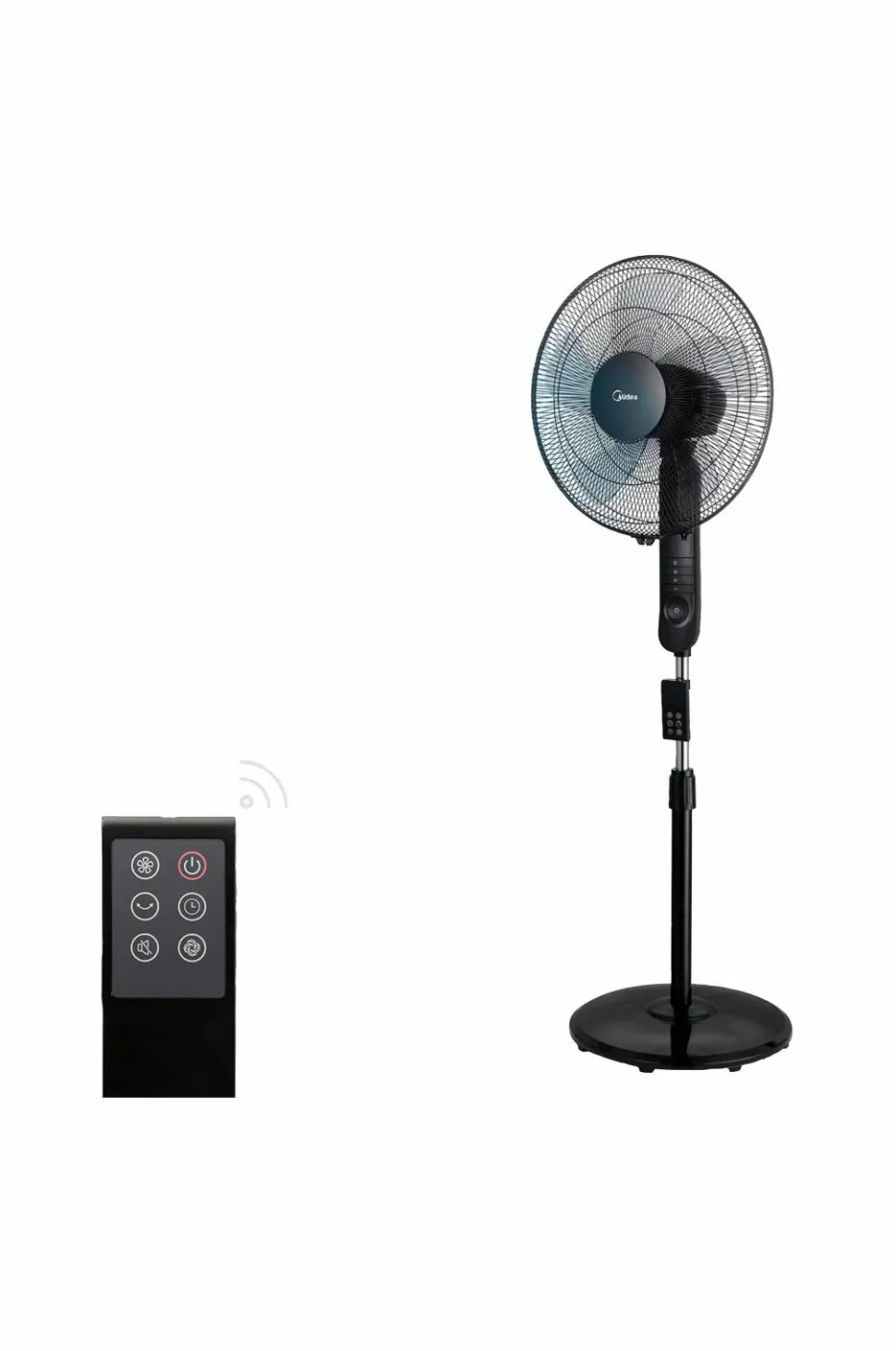 Midea Gulvvifte 3 hastigheder og fjernbetjening, sort