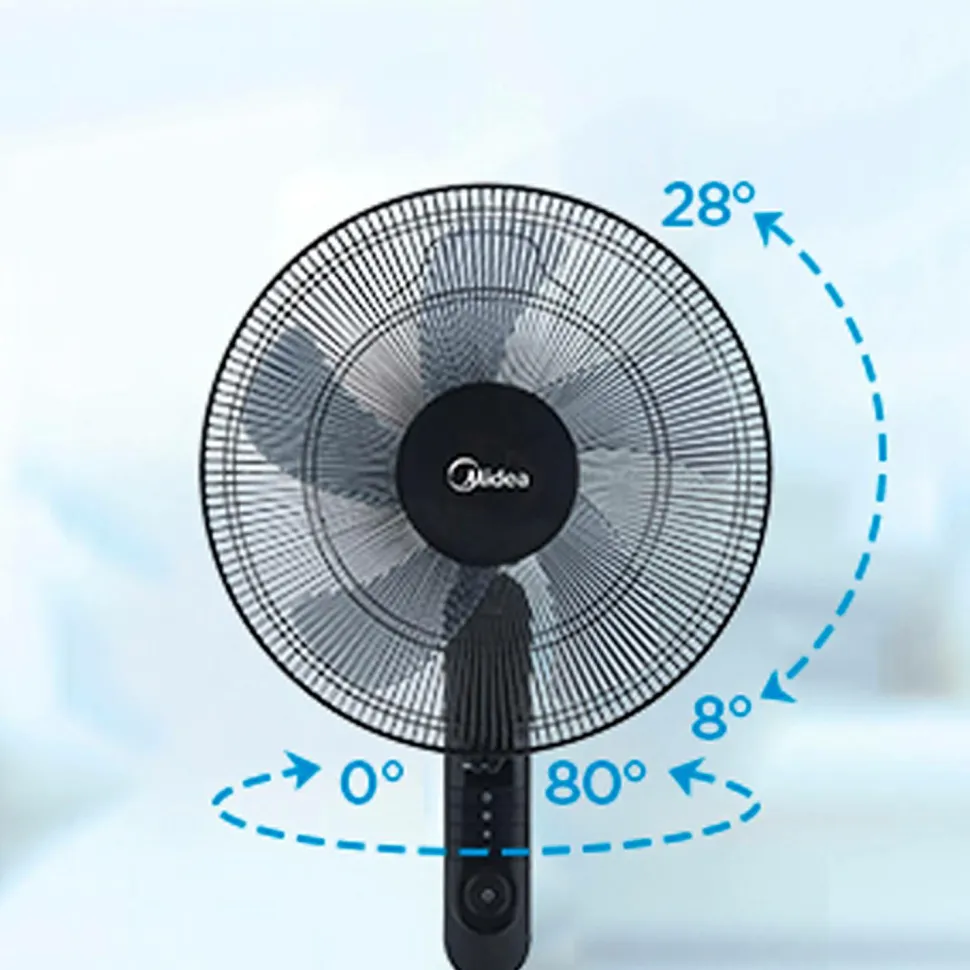 Midea Gulvvifte 3 hastigheder og fjernbetjening, sort