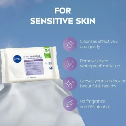 Nivea Ansigtsservietter Sensitive Cleansing Wipes 25 stk
