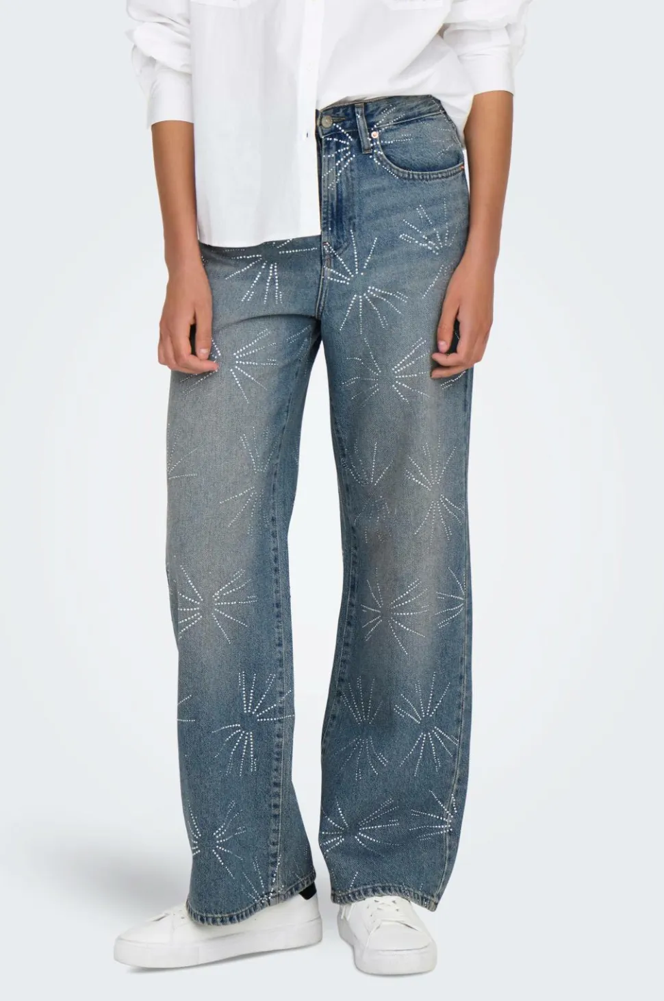 Only Jeans onlHope EX HW Wide Rhinst Dnm Tai D
