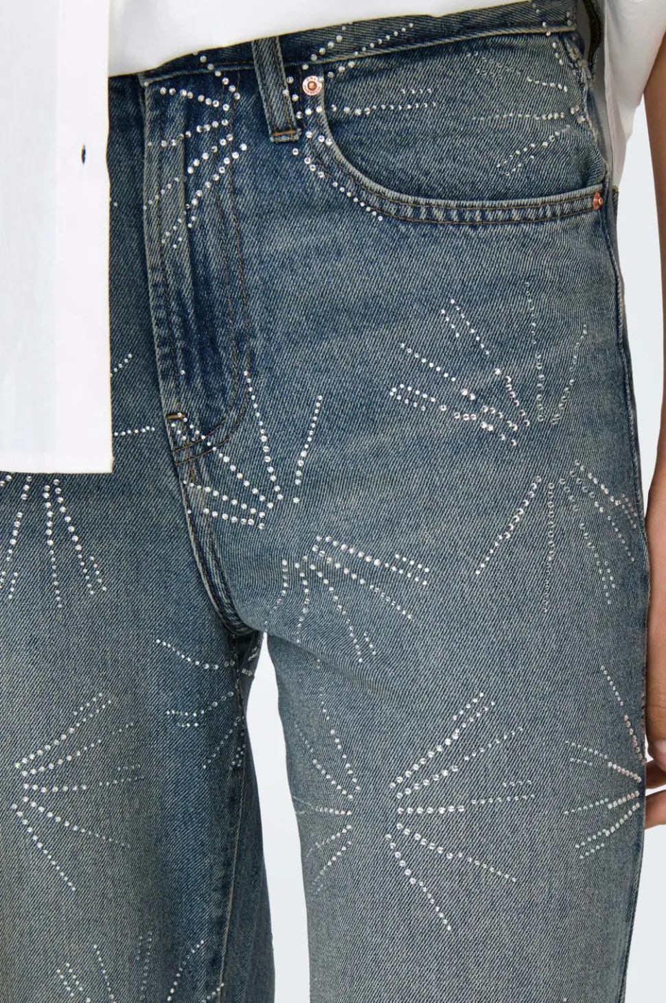 Only Jeans onlHope EX HW Wide Rhinst Dnm Tai D