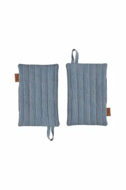 OYOY Living Design Grydelapper - sæt med 2 Striped Demin