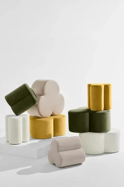 Pastill Bodhi puf i bouclé ø 40 cm