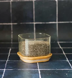 Pebbly Firkantede dåser med bambuslåg 500 ml