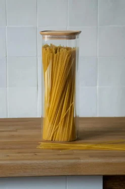 Pebbly Firkantede dåser med bambuslåg 2200 ml