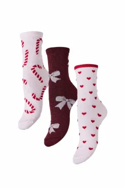 pieces Strømper pcJingle Xmas Glitter 3-pak