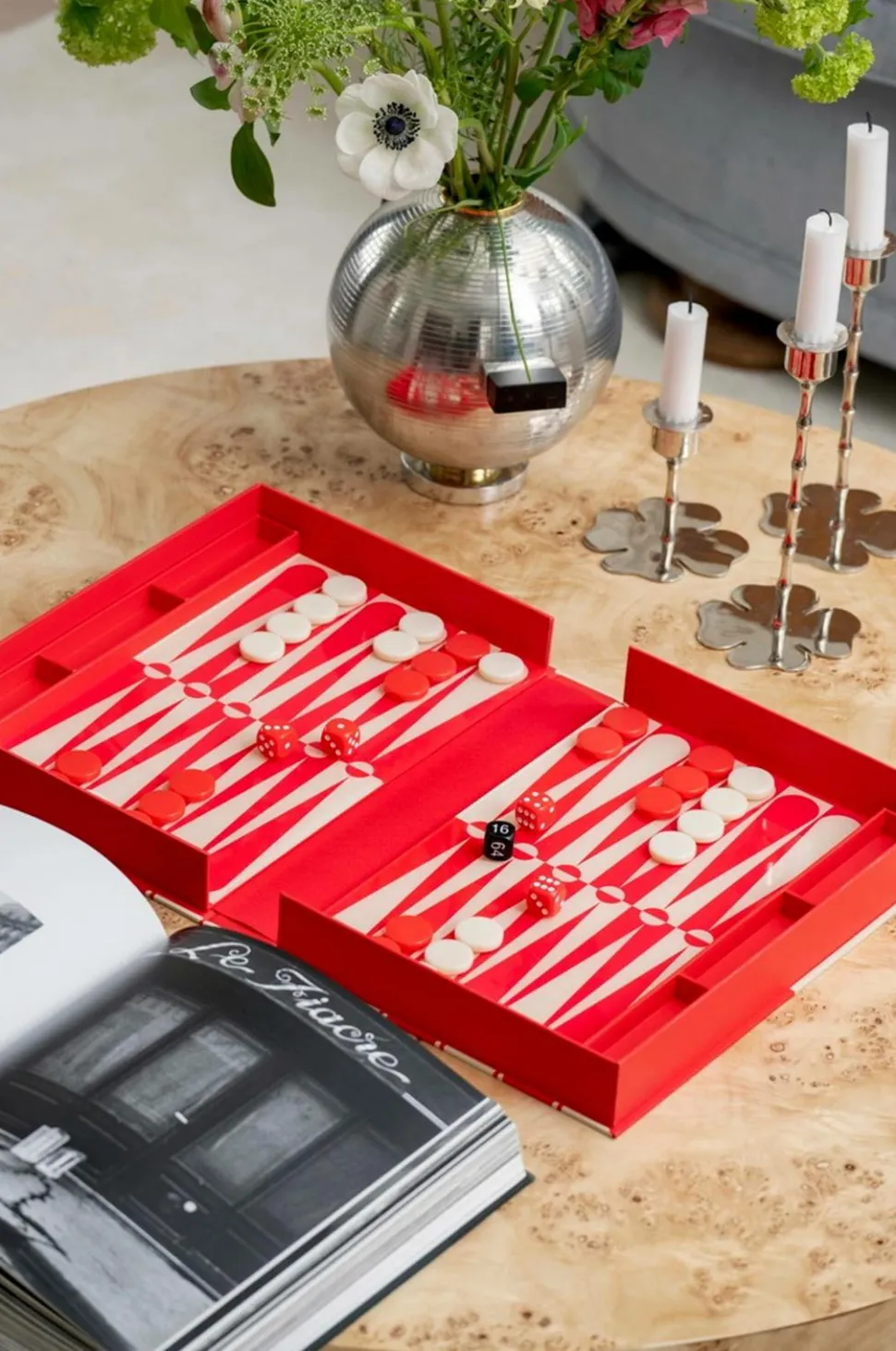 PRINTWORKS Klassisk - Backgammon-kunsten, rød/cremefarvet