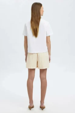 Selected FEMME Hørshorts slfLuisa MW Linen Blend Striped