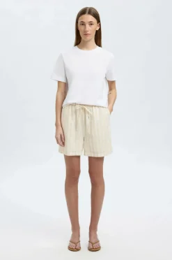 Selected FEMME Hørshorts slfLuisa MW Linen Blend Striped