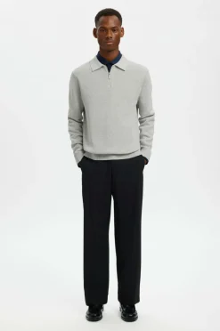 Selected HOMME Trøje slhDane LS Knit Struc Half Zip Polo