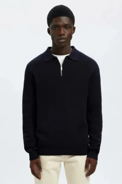 Selected HOMME Trøje slhDane LS Knit Struc Half Zip Polo