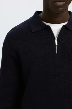 Selected HOMME Trøje slhDane LS Knit Struc Half Zip Polo