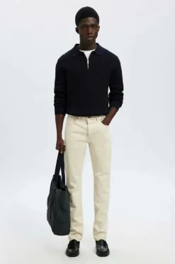 Selected HOMME Trøje slhDane LS Knit Struc Half Zip Polo