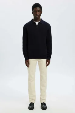 Selected HOMME Trøje slhDane LS Knit Struc Half Zip Polo