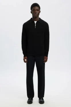Selected HOMME Trøje slhDane LS Knit Struc Half Zip Polo
